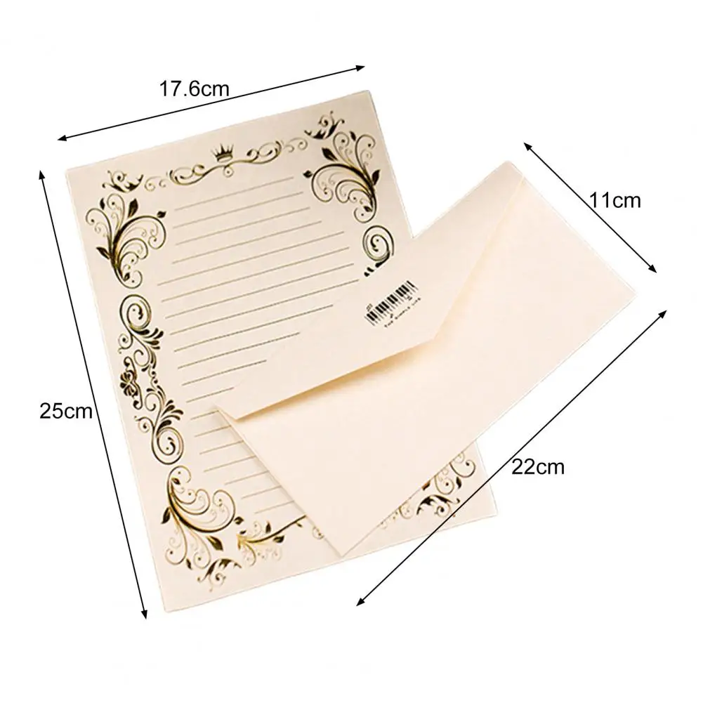 3Pcs Retro Letter Paper Kraft Paper Envelopes Clear Stripe Line Writing Vintage Invitations Elegant Wedding Stationery Set