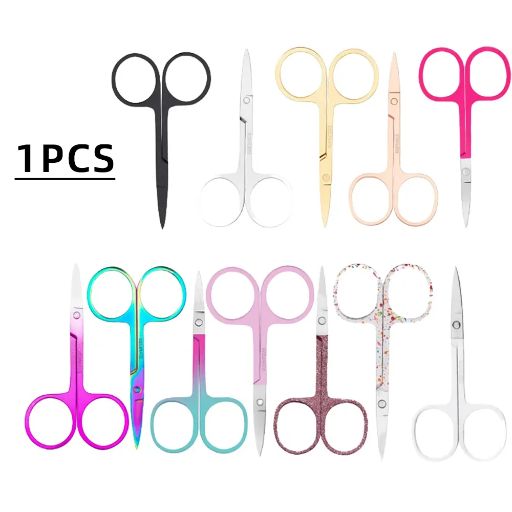Multi-Color Precision Beauty Scissors Stainless Steel Small Grooming Scissors for Eyebrow, Eyelash, Facial Hair and Manicure Car