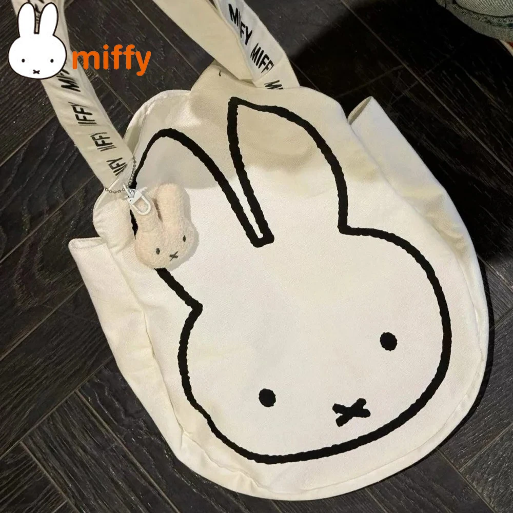 Bonito miffy kawaii bolsa de lona alta capacidade sacos de um ombro versátil bolsa escolar moda bolsa de ombro presente da menina