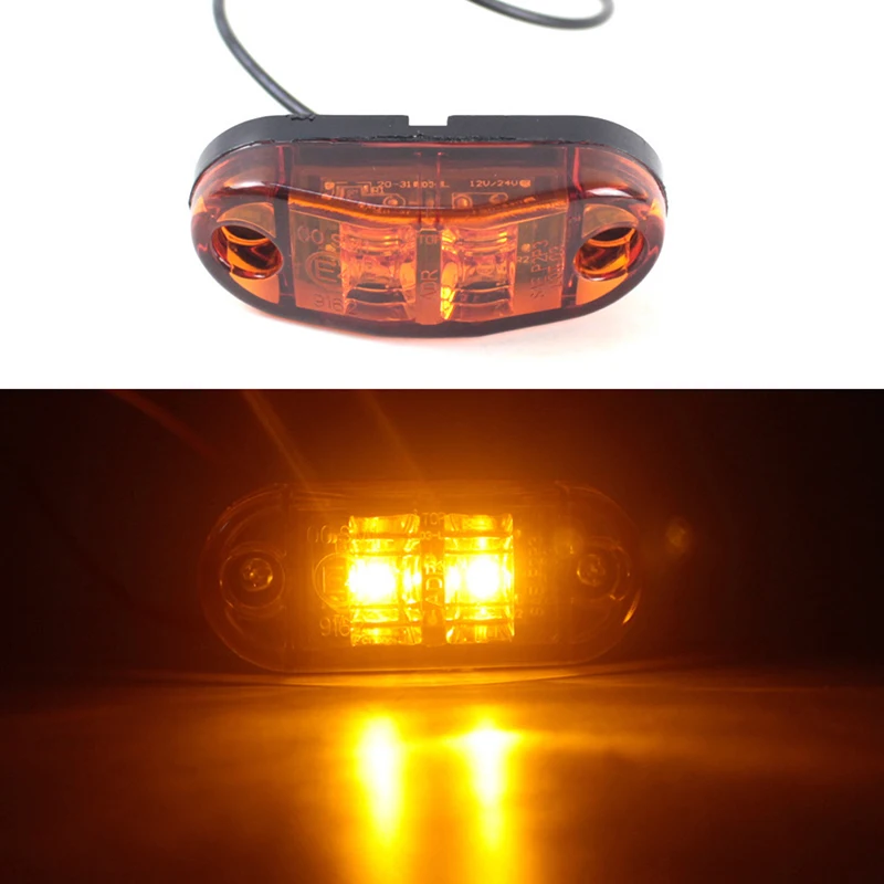 1PCS LED Side Marker Lights Warning Tail Light Auto Car External Lights Trailer Truck Lorry Yellow Orange White Red