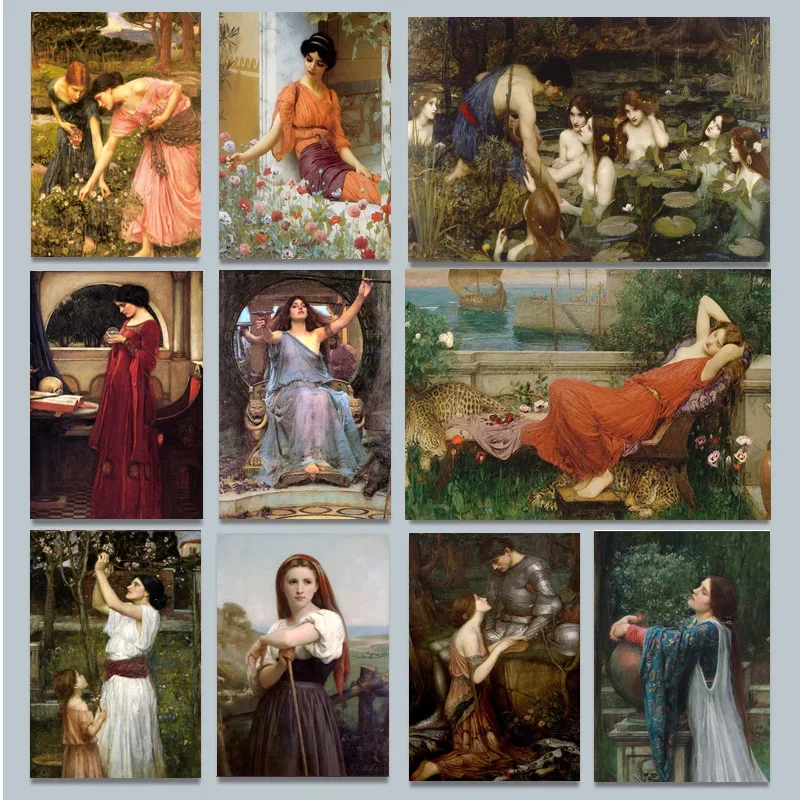 John William Waterhouse Vintage Wall Art Poster Magic Circle Witch Women Canvas Painting Print Jason and Medea Home Decor