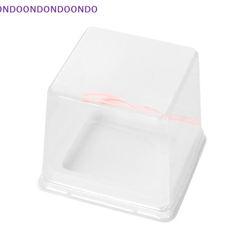 50 Pcs Transparent Birthday Cake Boxes with Pink Forks Food Grade for Chiffon Mousse Home Bakery Party Supplies