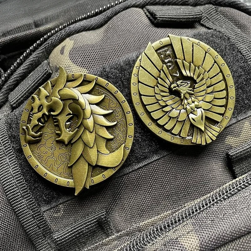 Tactical Dragon Metal patch Armband Imitation Copper Antique Hook and Loop Patch Morale Badges on Backpack Hat Military Patches