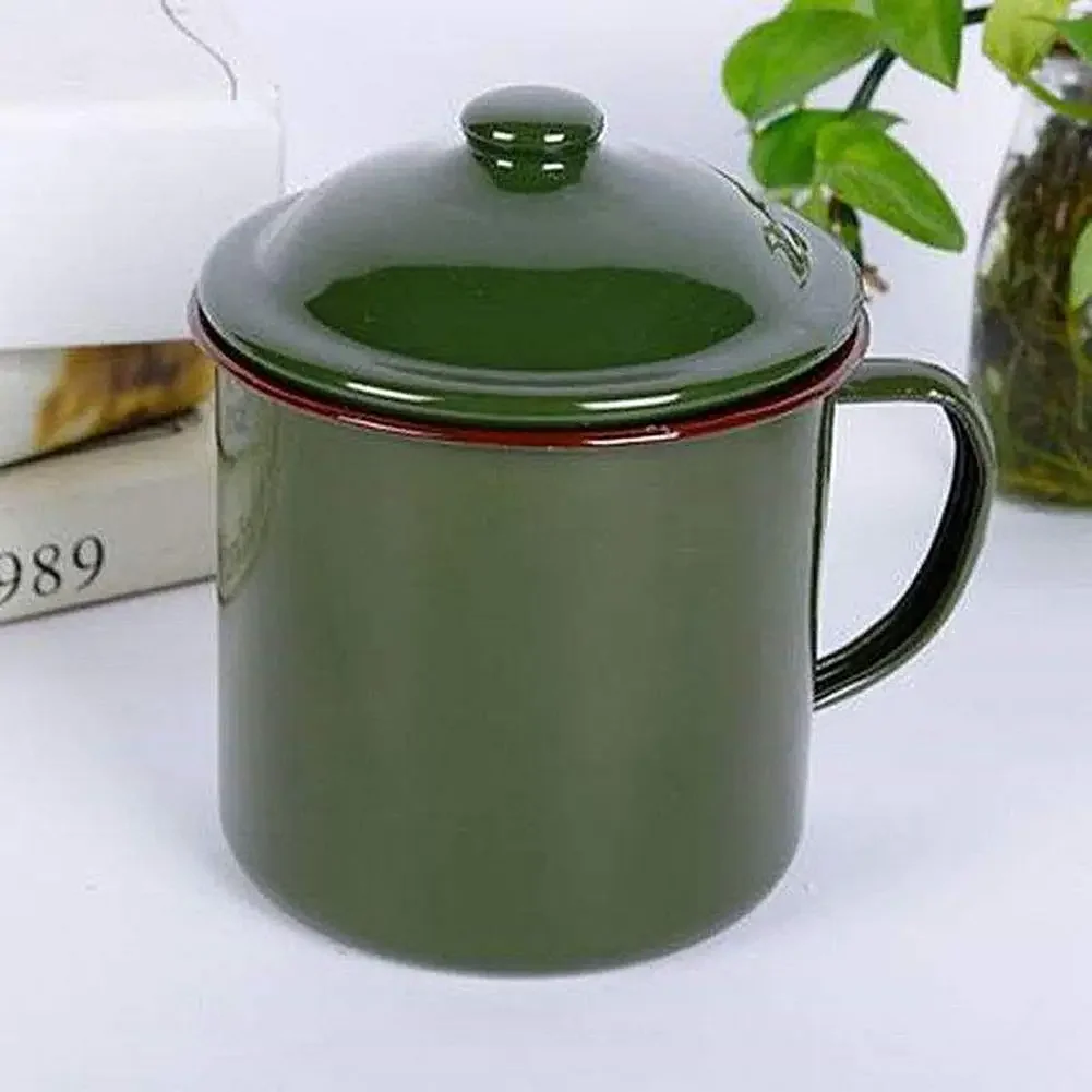 

Enamel Mugs Milk Cup Anti-rust Healthy Eco-friendly Retro Water Mug With Lid Household Supplies Porcelains Jar Thickened Cup