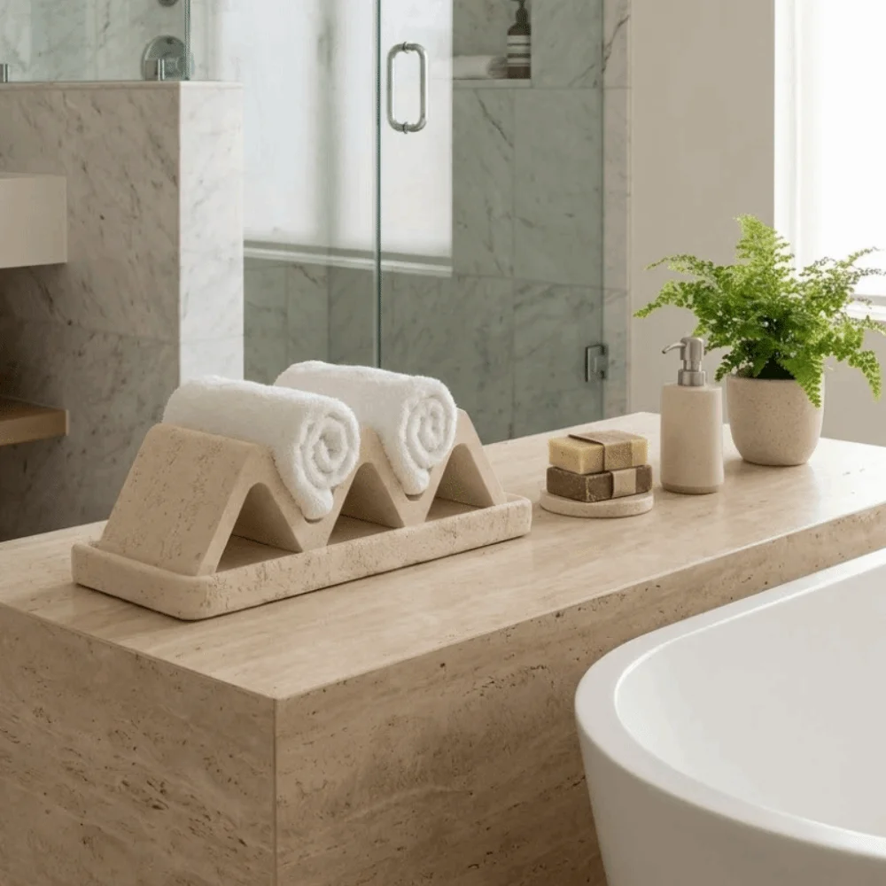 Japanese Style Soap Dish Wave Shaped Minimalist Soap Holder with Drainage Sandstone Bathroom Soap Box Household