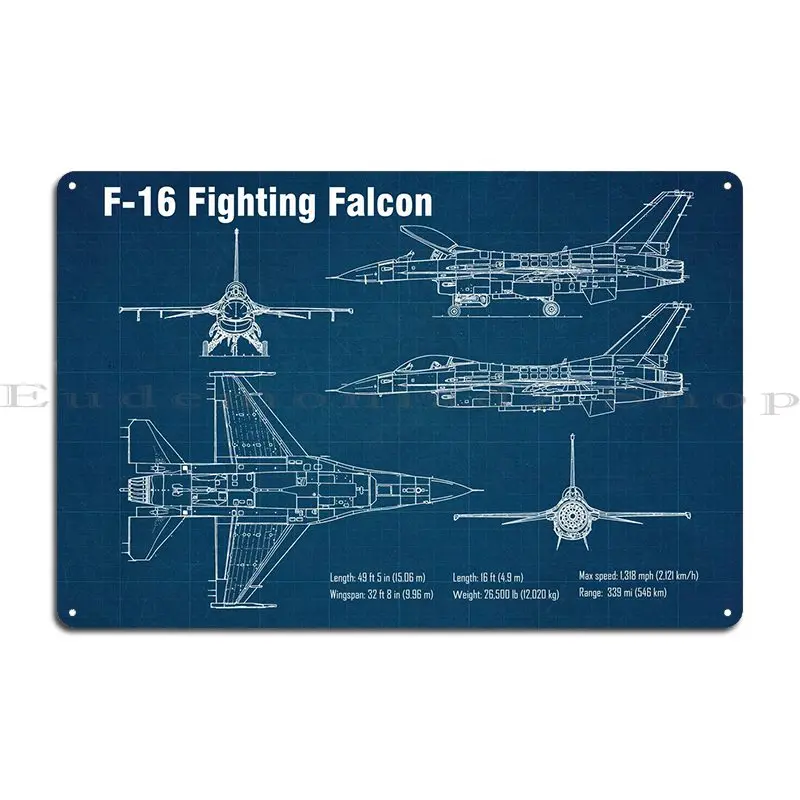 F16 Fighter Aircraft Metal Plaque Poster Decoration Club Wall Cave Customized Club Tin Sign Poster