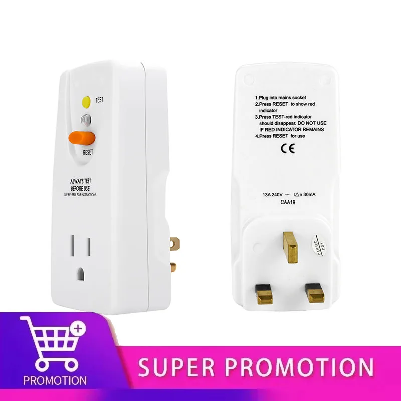 2Pack 16A Gfci Leakage Protection Plug Rcd Socket Home Circuit Breaker Cutout Switch Personal Protection Plug EU Plug
