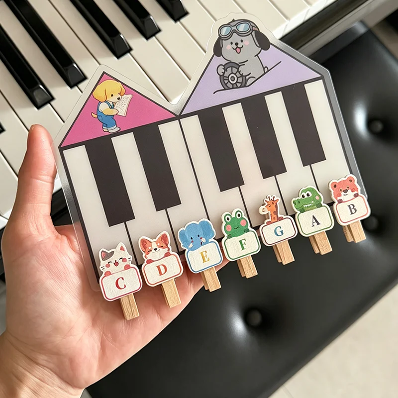Piano Note Name Flash Cards with Pitch Names Solfège Clip Piano Teaching Aids Piano Keyboard Learning Game for Kids Student