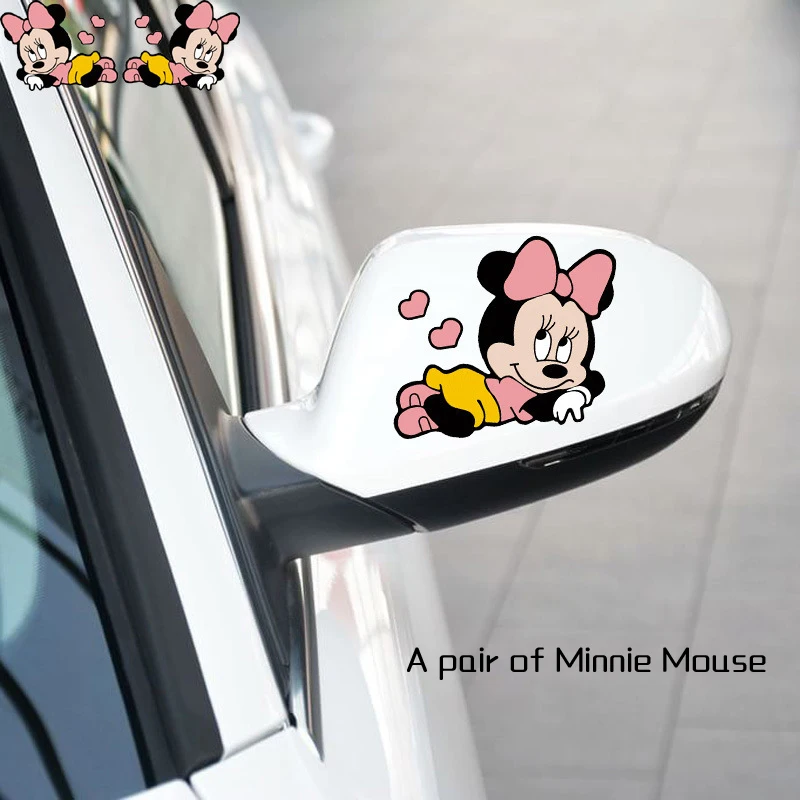 Anime Mickey Minnie Mouse Car Stickers Kawaii Mickey Auto Window Driving Mirror Decals Rear Windshield Stickers Decor Car Sticke