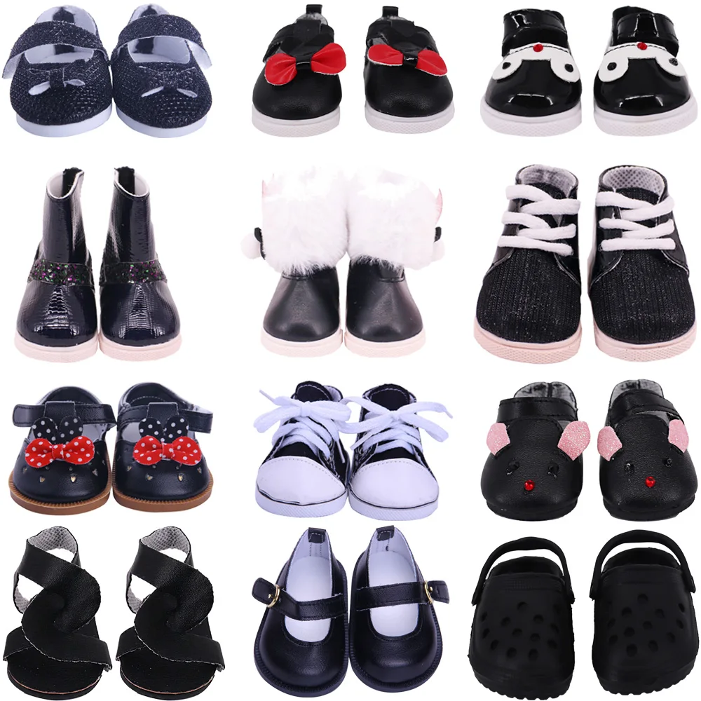 7Cm Black Series Doll Shoes Canvas Sneakers For 18Inch American&43CM Reborn Baby Doll,Toys For Girls,Doll Clothing Accessories