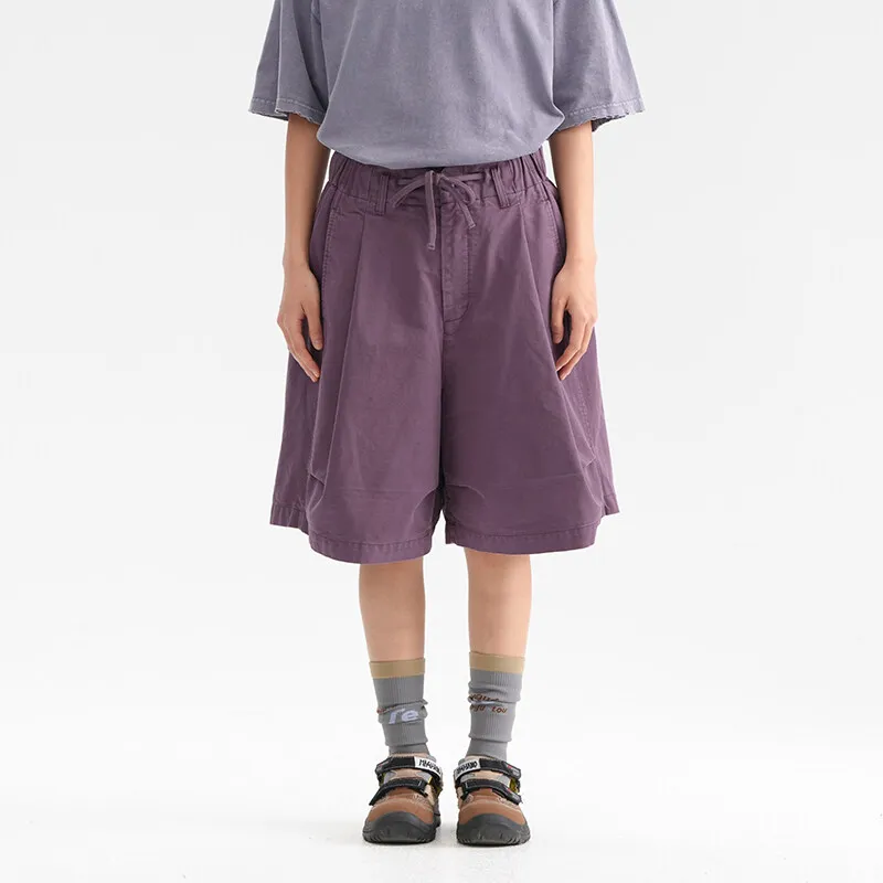 Men Summer Streetwear Fashion Loose Casual Vintage Cotton Cargo Shorts Women Wide Leg Baggy Skirt Shorts Pants