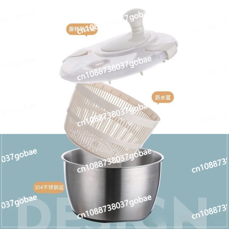 

Дегидратор для овощного салата из нержавеющей стали, ручная вращающаяся сливная корзина, бытовой артефакт для обезвоживания фруктов и овощей