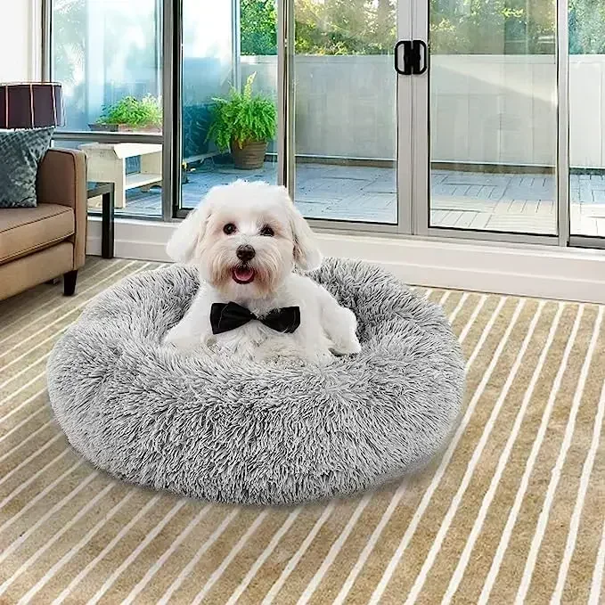 Cat Nest Round Soft Shaggy Mat Indoor Dog Cat Bed Pet Supplies Removable Machine Washable Pillow Bed for Small Pets