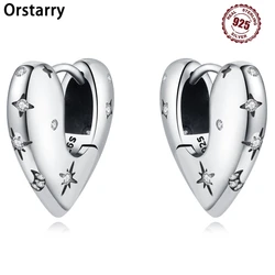 925 Sterling Silver Star Moon Heart Shape Earrings Jewelry Versatile Hoop Earrings For Women Jewelry Fine Birthday Party Gifts