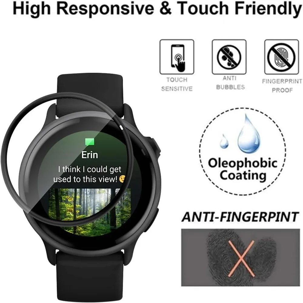 3PCS 3D Curved Edge Screen Protector for Garmin Vivoactive 6 Smart Watch Full Coverage Anti-Scratch Soft Protective Film