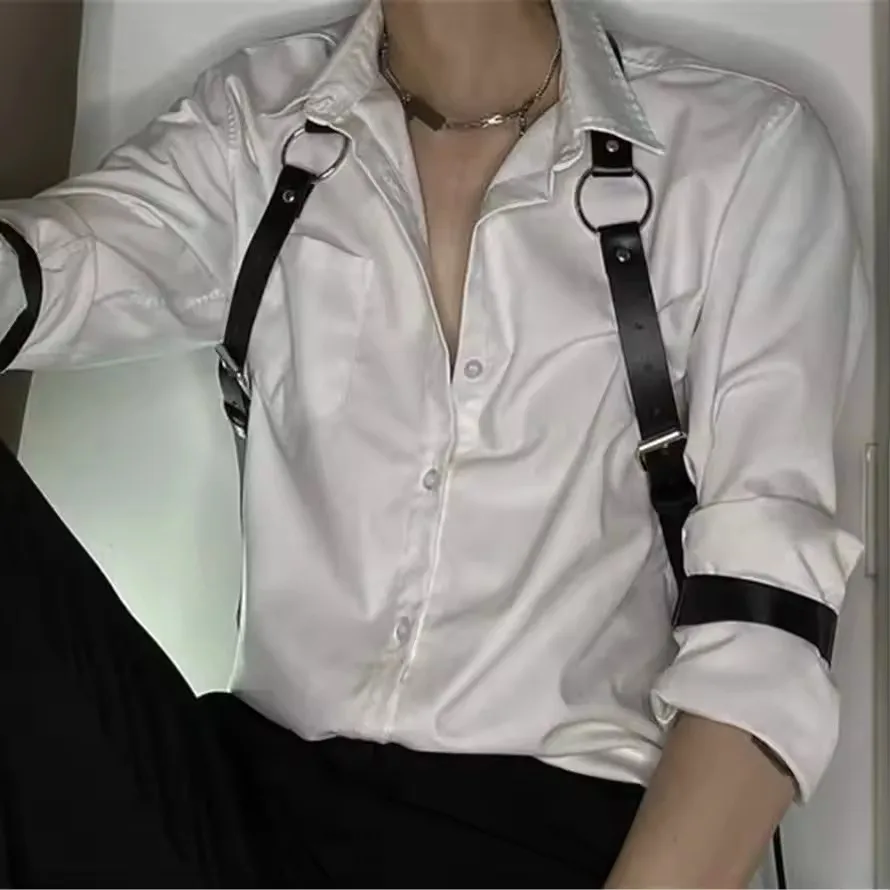 

Мужской ремень UYEE Cool Rock из искусственной кожи, сексуальный ремень-цепь на грудь и плечи, металлическое кольцо, аксессуары Y2K