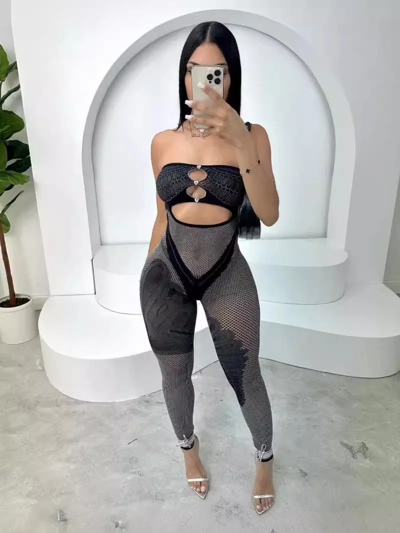 

OSEN Jumpsuit Women Club Party Sexy Playsuit Sleeveless Backless Strap Bodysuit All In One Jumpsuit Clothing