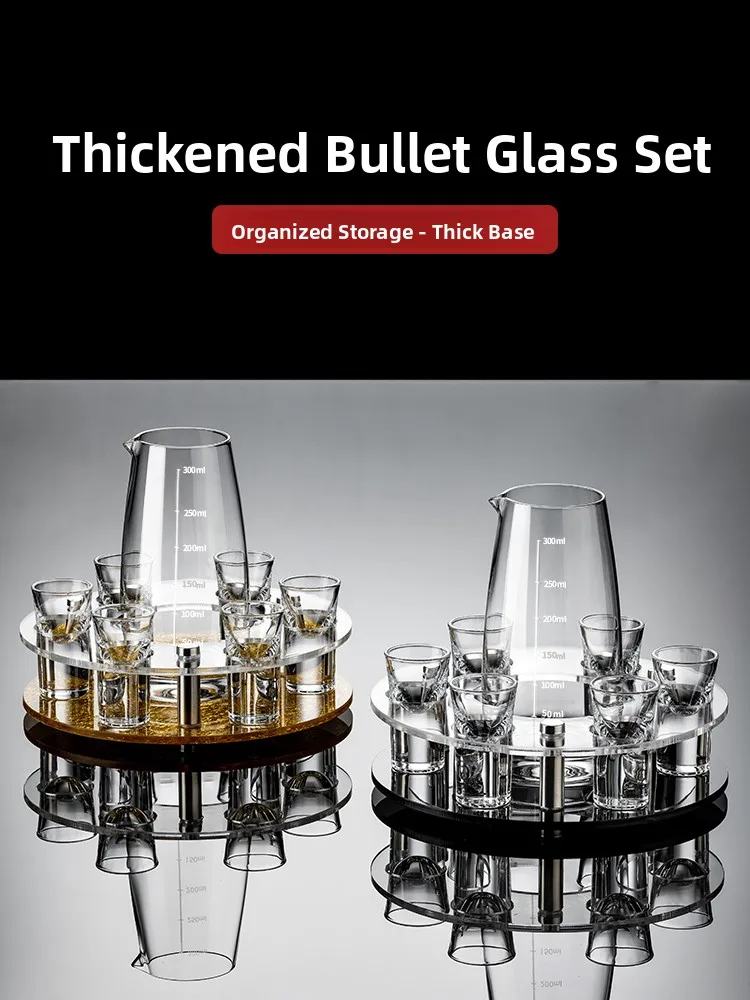

Chinese Style Bar Shot Cup Set with Cup Holder Small Alcohol Glasses Commercial 15ml Bullet Cup Vintage Glass Liquor Cups