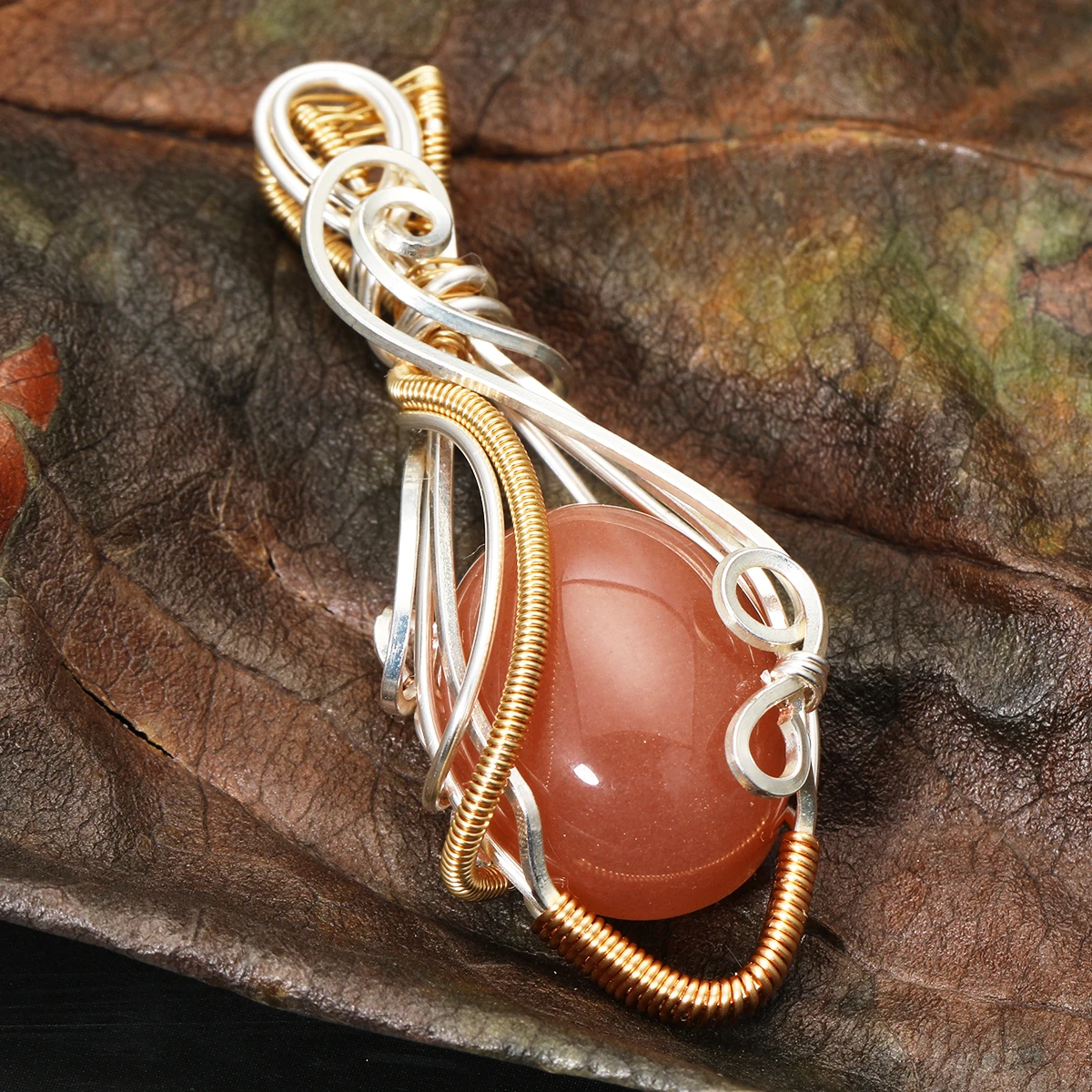 

Girl's Necklace Authentic Natural Gemstone Pendant White Moonlight Labrador Stone Handmade Copper Stainless Steel Necklace