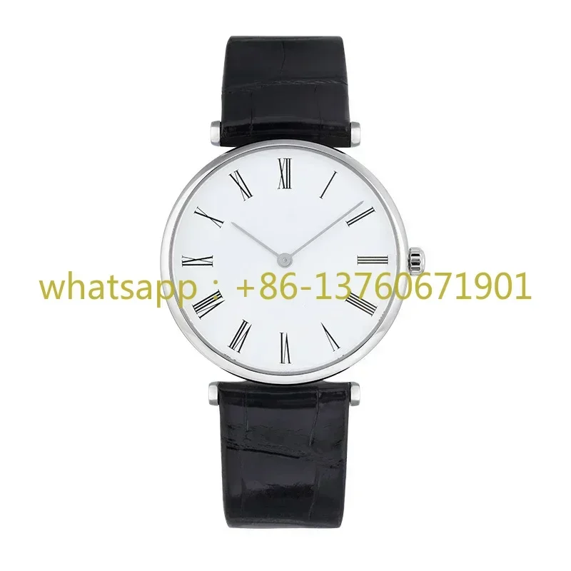 Luxe nieuwe heren dames quartz horloge casual zwart leer witte rome wijzerplaat reloj hombre