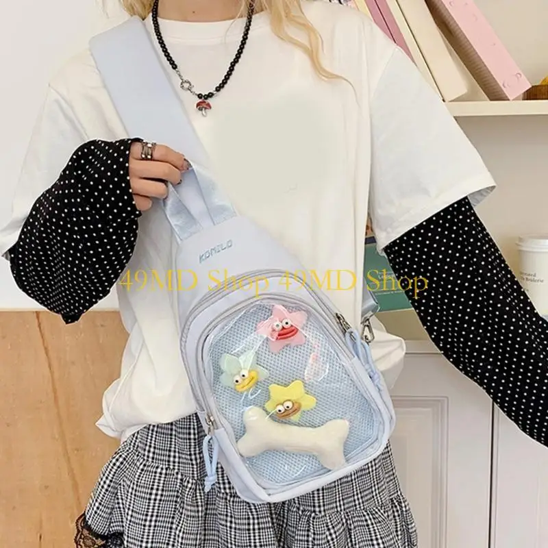 49MD Clear Itabag Convertible Chest Bag Transparent Itabag Crossbody Backpack Fashion Slings Bag Handbag Daypack for Womens