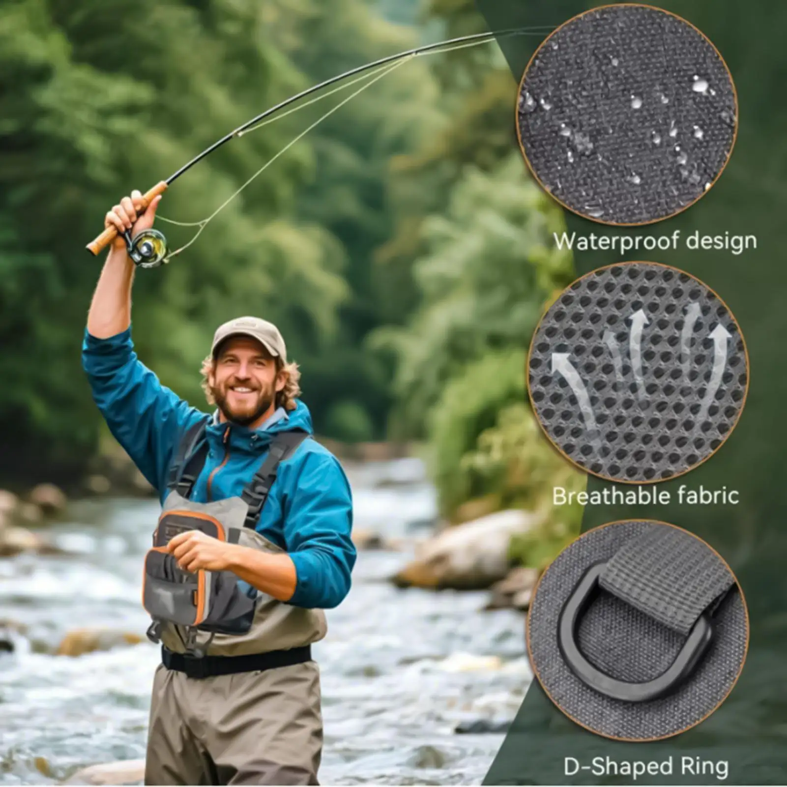 Fly Fishing Pack Vest Type Backpack Fly Fishing Sling Pack for Saltwater Freshwater Bass Trout Catfish Tool Rig Lure Bait Travel view 5