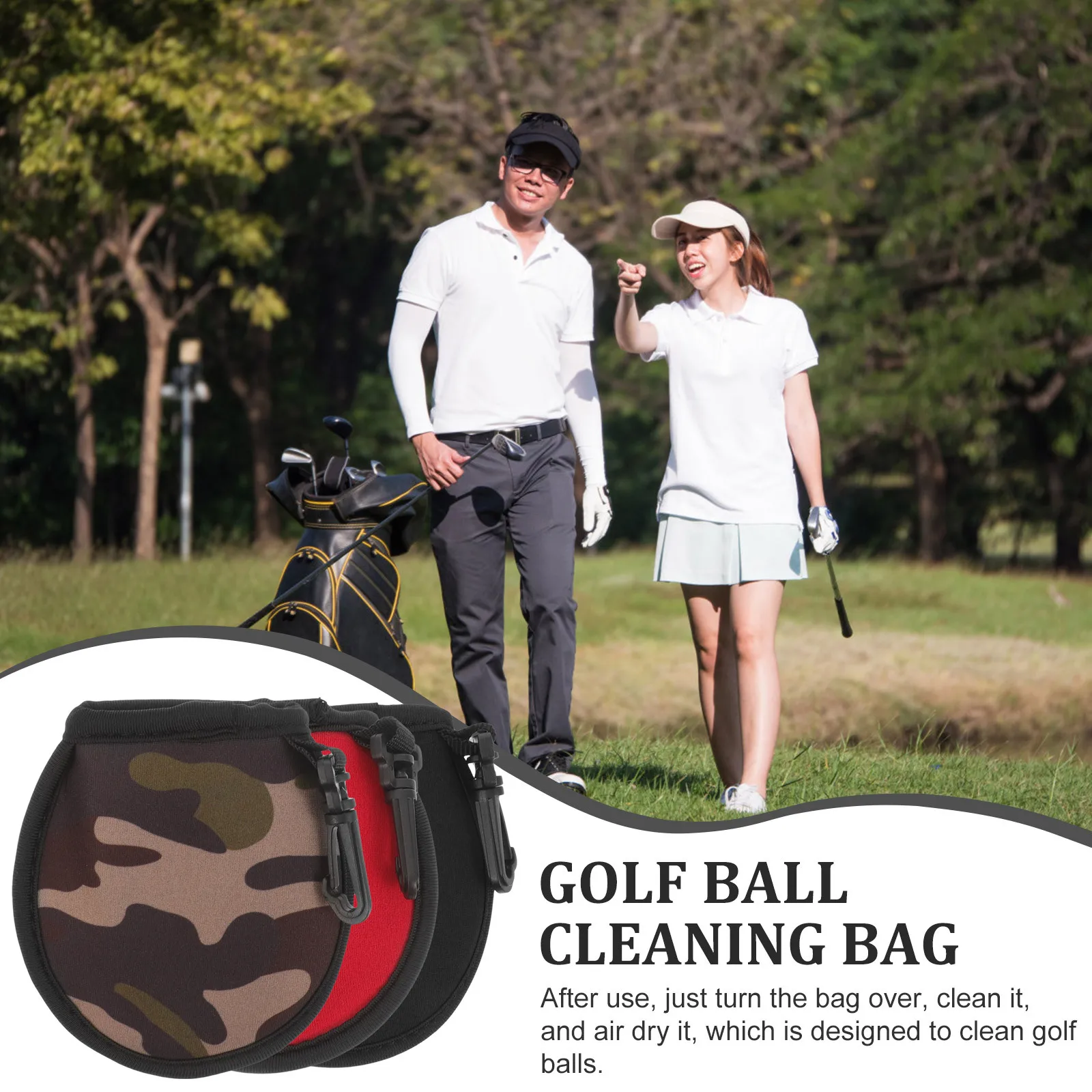 3Pcs Golf Ball Maintenance Pouch Water-Resistant Cleaning Bag for Keeping Balls Dry and Clean during Cleaner Ball