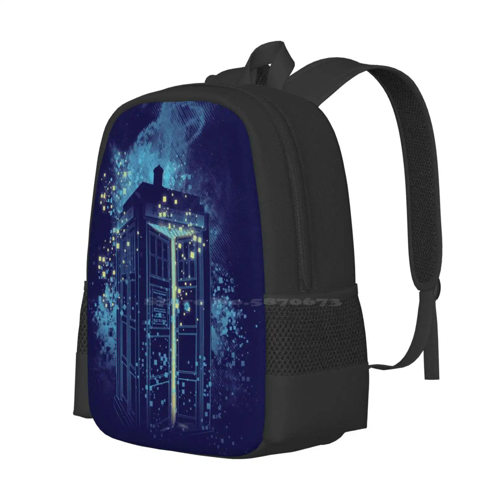 Regeneration Is Coming Pattern Design Bagpack School Bags Tv Serie Pop Culture Blue Box Geek Kharmazero Sci Fi Science Fiction