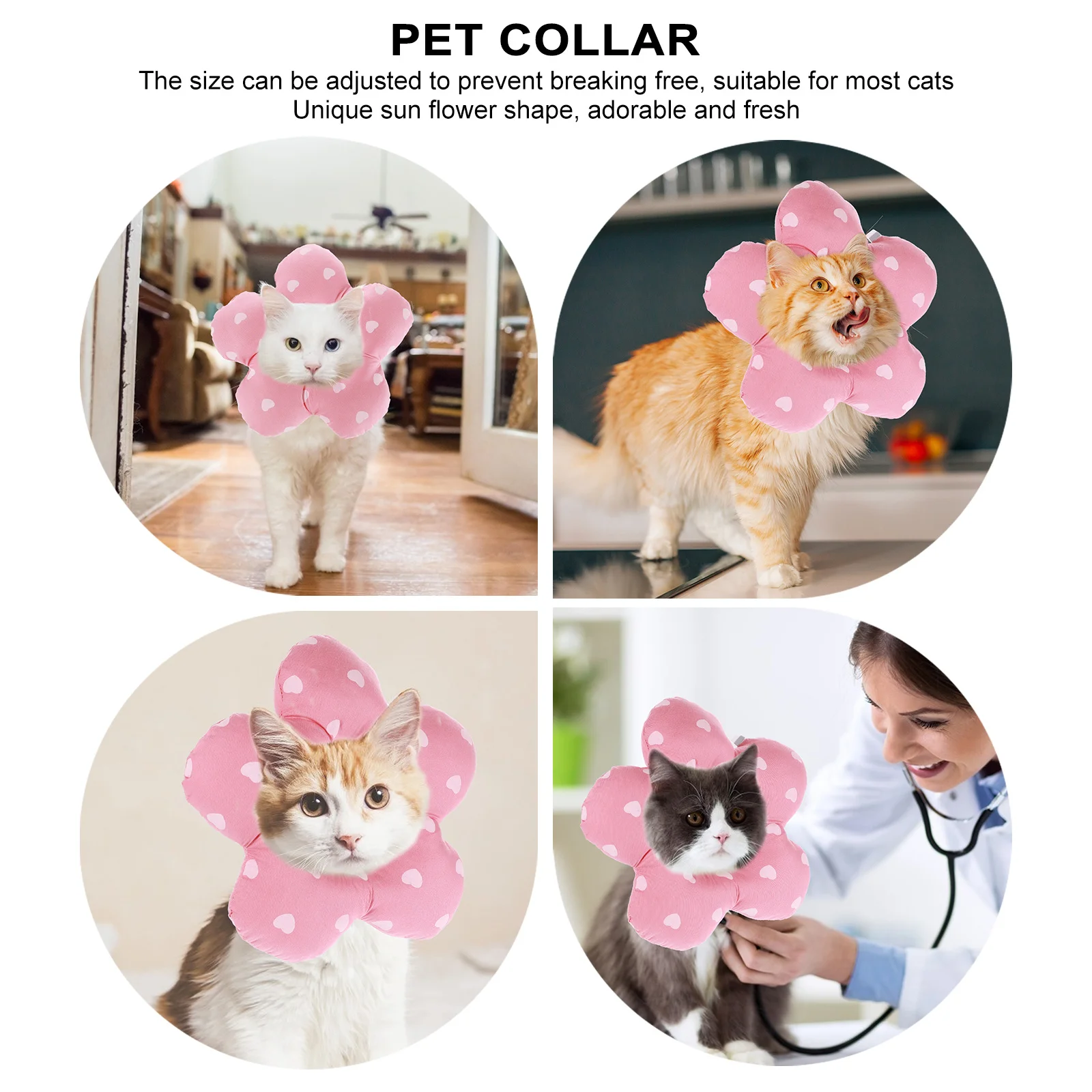 

Adorable Cat Elizabethan Collar for Injury Protection After Operation Pet Recovery Cone Stylish Comfortable Fit for Cats and
