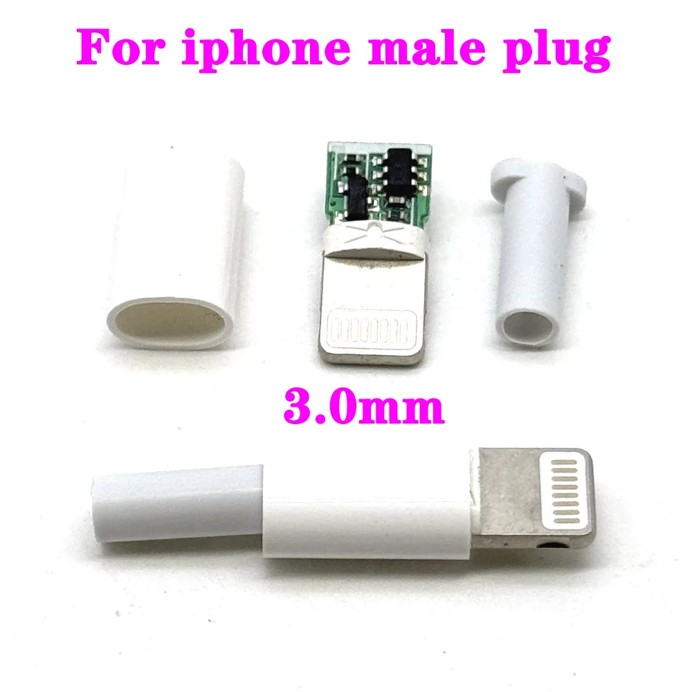 

1sets USB For iphone male plug with 3.0mm chip board connector welding Data OTG line interface DIY data cable adapter parts