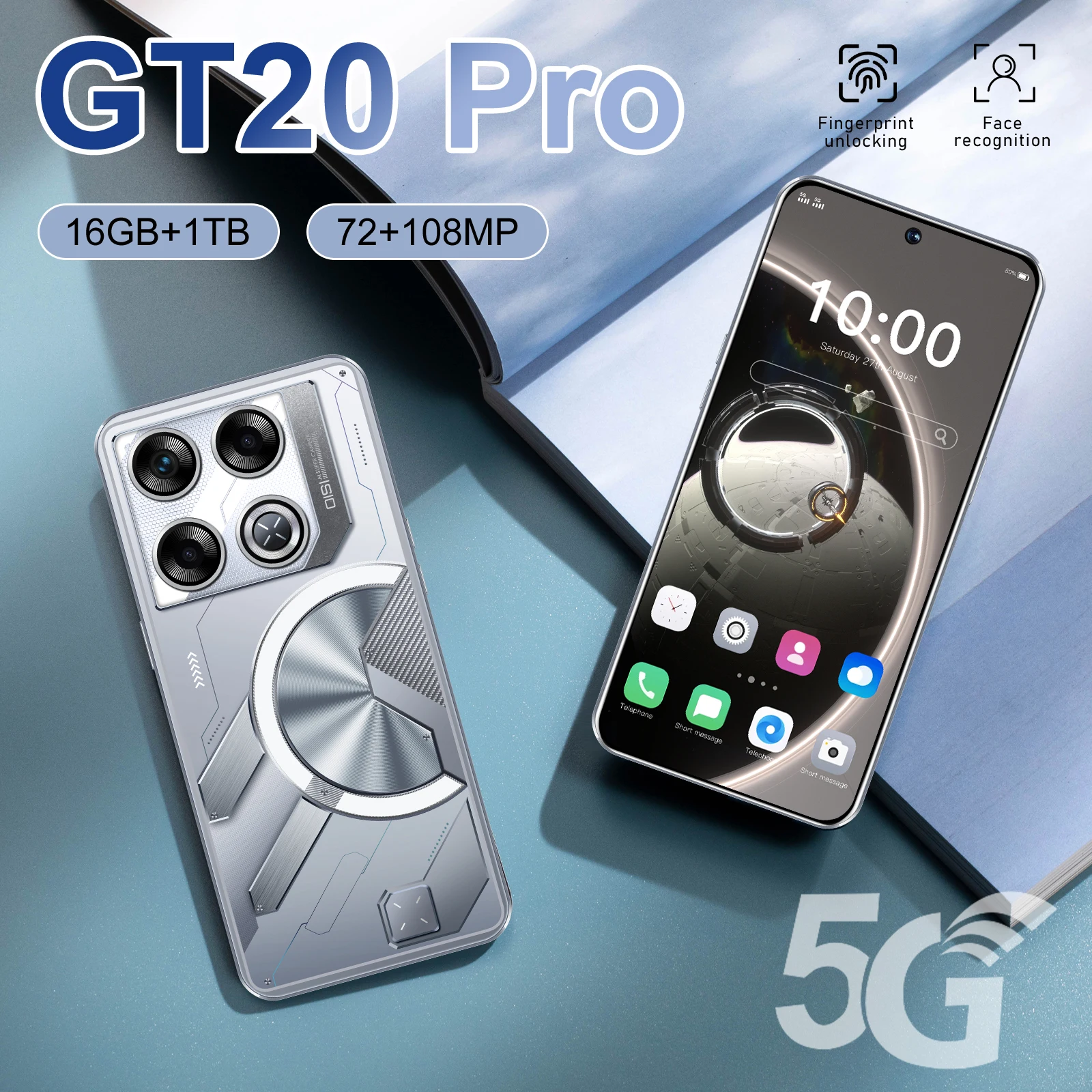 

GT20 pro Smartphone Snapdragon 8 Gen3 Dual SIM 7.3 HD Display 16GB RAM 1TB ROM 72MP Camera Android 14 7800mAh Battery