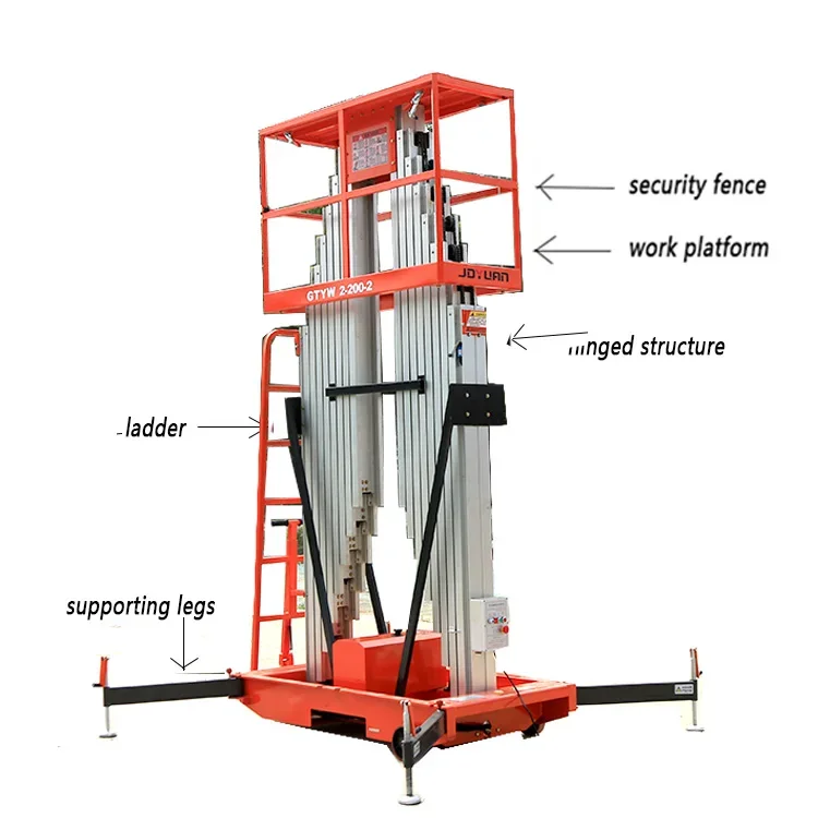 Hydraulic Vertical Telescopic Portable Aerial Working Platform Ladder Lift Double Mast Aluminum Alloy Lift Platform