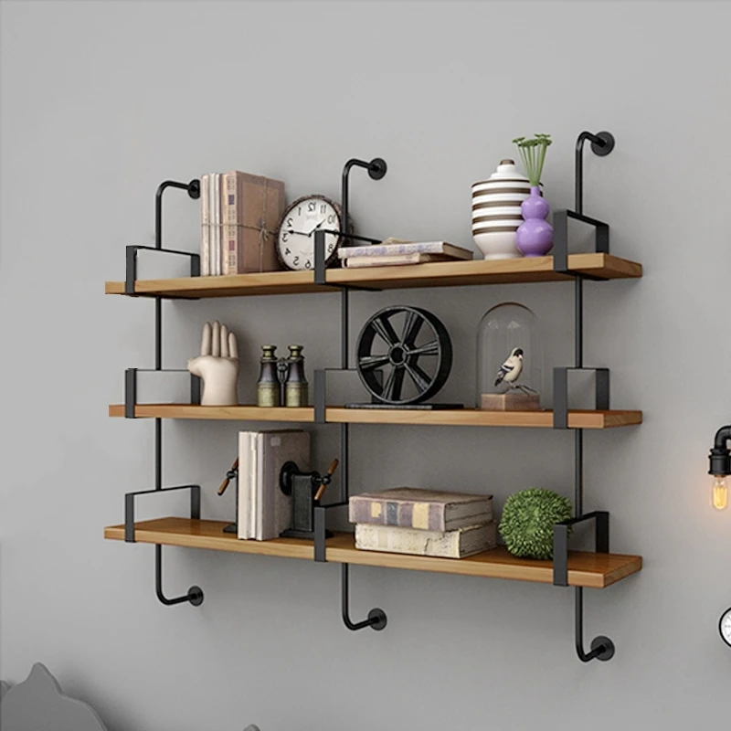 

Wrought iron wall hanging wall bookshelf shelf one-word baffle laminate creative wall decoration shelf display rack