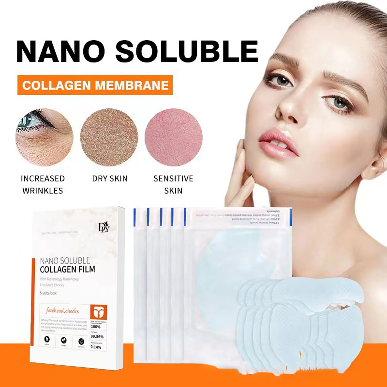 Water Soluble Collagen Film Gel Facial Mask Paper Anti Aging Moisturizing Wrinkle Remover Face Filler Firming Face Care