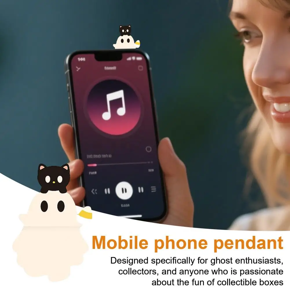 Surprise Ghost Phone Charm Spooky Halloween Ghost Phone Toppers Cute Peel-and-stick Mini Figures for Smartphone for Mystery
