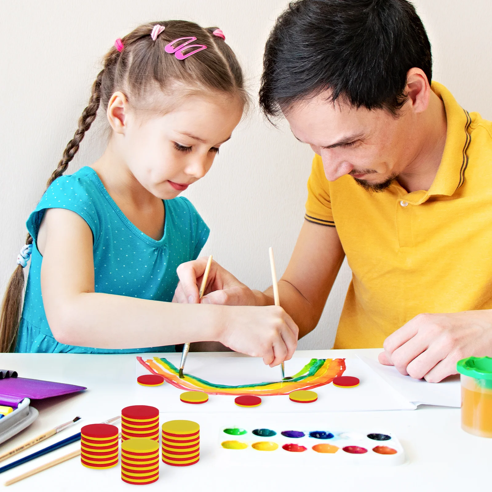 

100 Pcs Blocks Math Counting Blocks Counters Foam Discs Kids Toys Two Color EVA 2 5cm Learning Tools Storage Folder