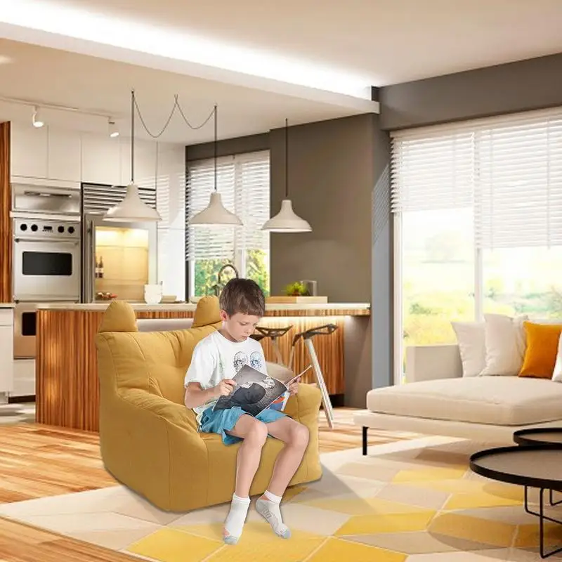 Children's Sofa Baby Reading Lazy Sofa Cotton And Linen Lamb's Wool Fabric Cute Small Sofa Chair Removable And Washable