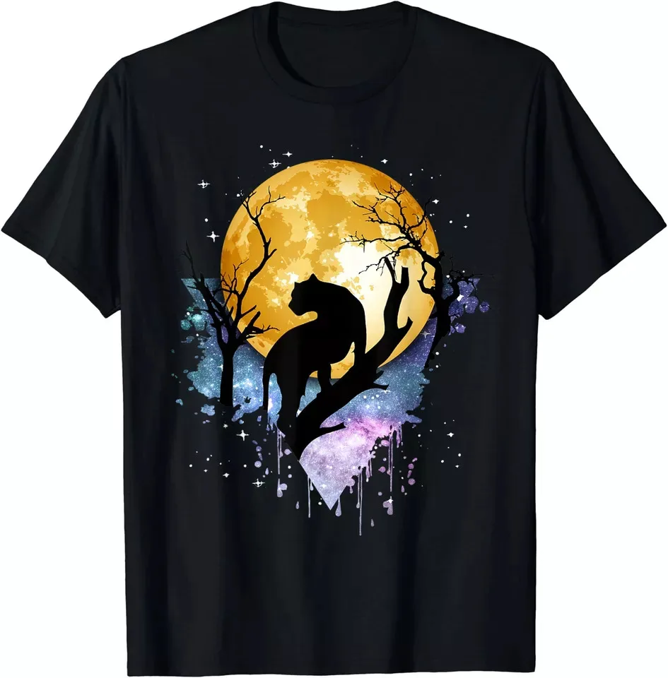 Full Moon Galaxy Black Stars Night Realm Gift Unisex T-Shirt S-5XL