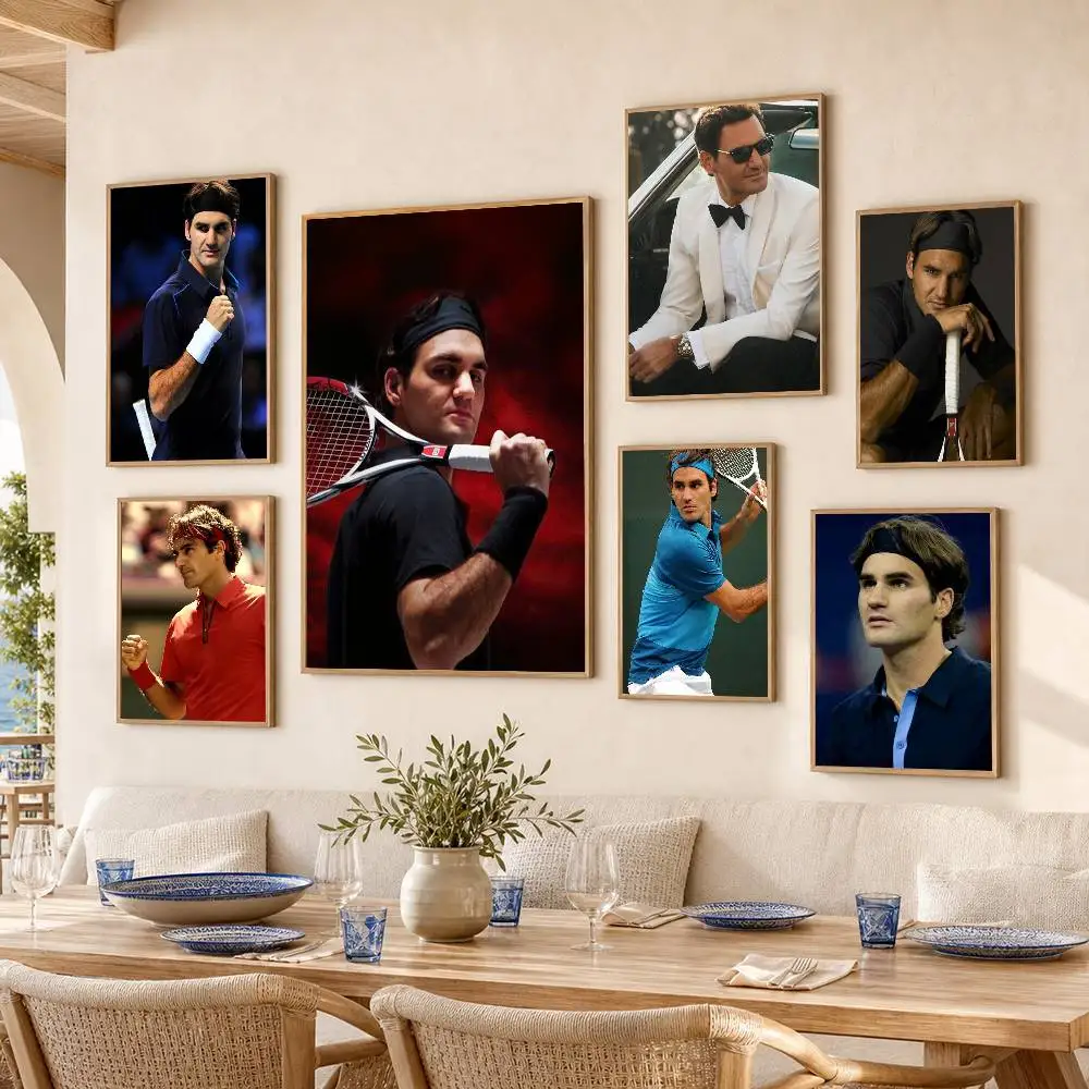 R-Roger F-Federer (1) Waterproof Self-Adhesive Wall Poster for Bedroom Living Room Home Decor