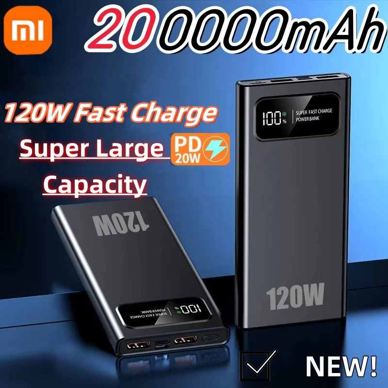 Xiaomi 200000mAh 120W Power Bank Super Fast Charging Battery High Capacity Digital Display Powerbank For iPhone Samsung Huawei