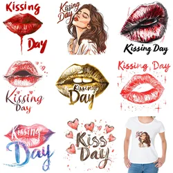 Fashion Kiss Day Sexy Lips Patch Clothes Heat Transfer Diy Patches T-Shirt Hoodies Crafts Ironing Holiday Patch Graffiti Sticker