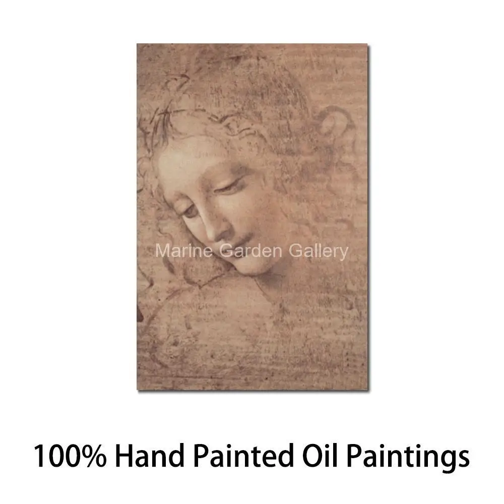 Beautiful Female Canvas Art Oil Painting Head of La Scapigliata Leonardo Da Vinci Artwork Contemporary Bedroom Home Office Decor