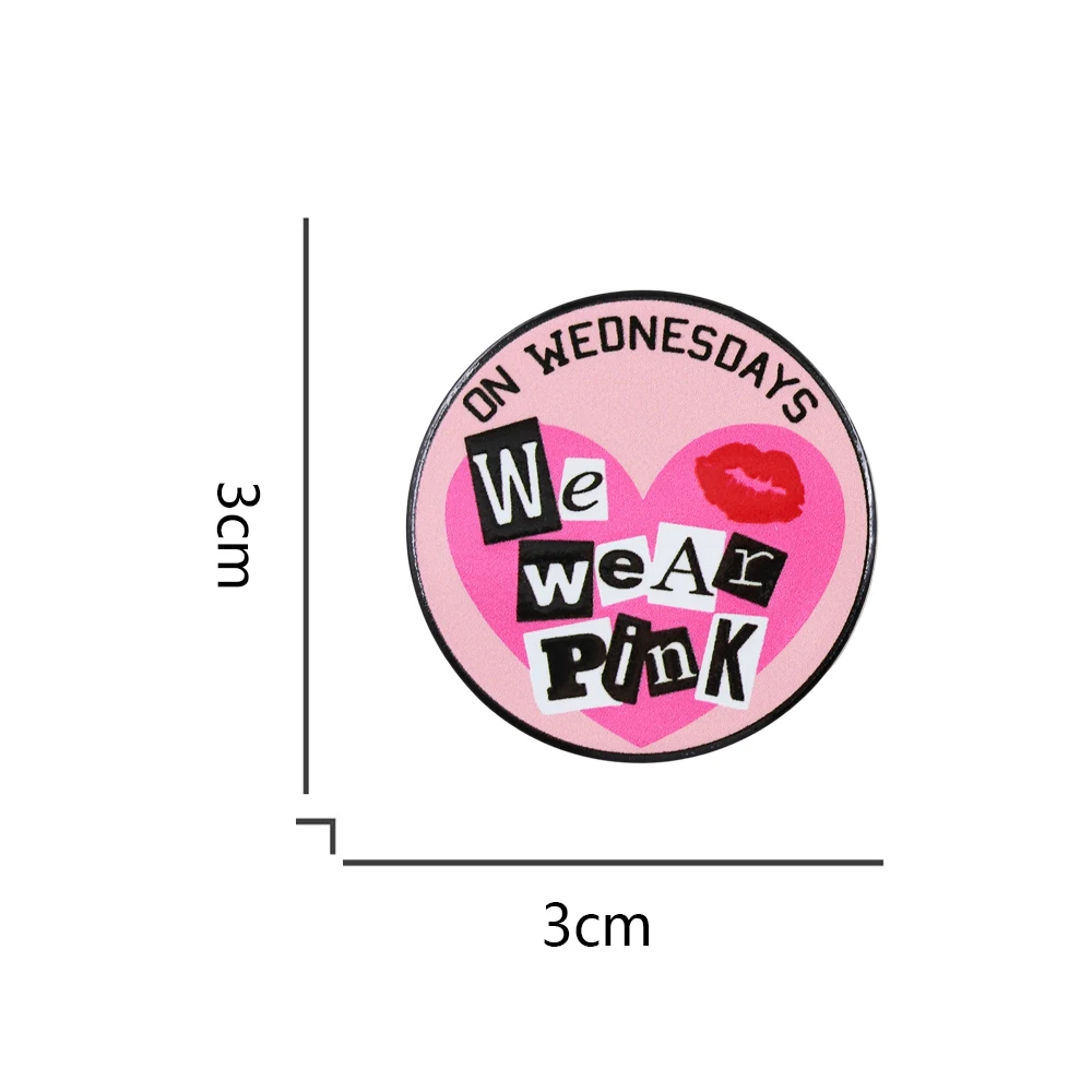 Mean Girls on Wednesdays We Wear Pink Brooch Classic Film and Television Elements Lipstick Enamel Pin Fashion Accessories Badge view 5