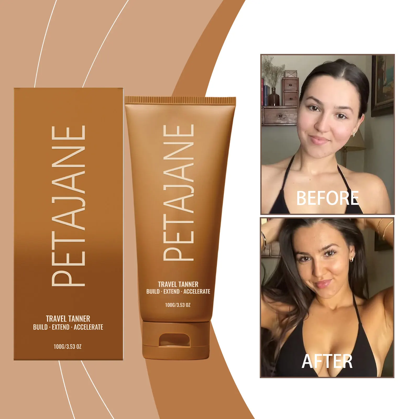 100g Travel Self Tanning Lotion Gradual Tan Extender Moisturizing Bronze Glow Builder Sunless Tanner Travel Size
