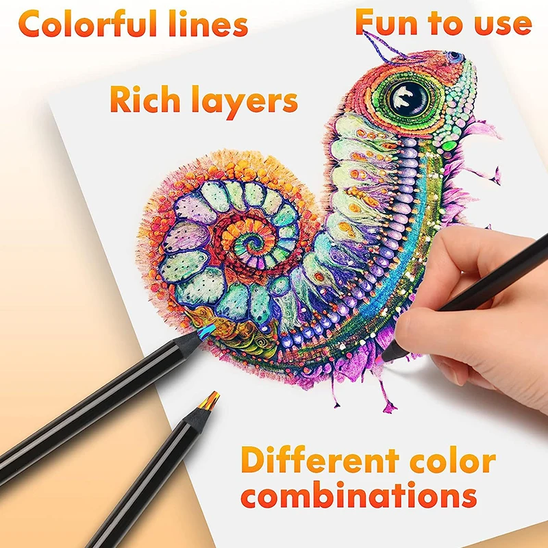 Innovative And Practical For Adults Art Drawing Coloring Sketching Cartoon Fashion New 12 Colors Gradient Rainbow Pencils