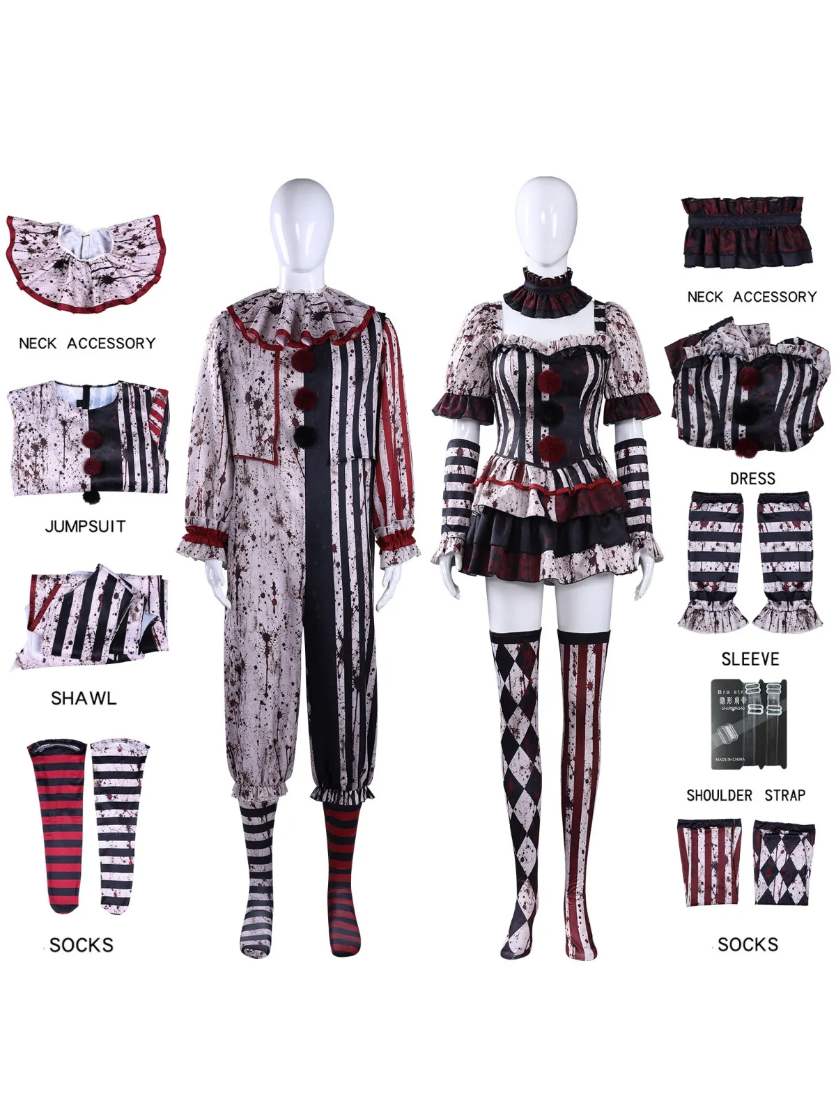 Terrifier Art Clown Joker Cosplay Kostüm Dunkler Clown Komplettset für Männer Frauen Rollenspiel Horror-Anzug Halloween Karneval Party