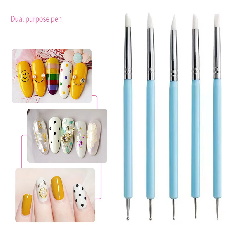 Stylo autocollant de sculpture en silicone pour nail art, outil d'artefact de gaufrage, peinture colorée, miroir magique en poudre