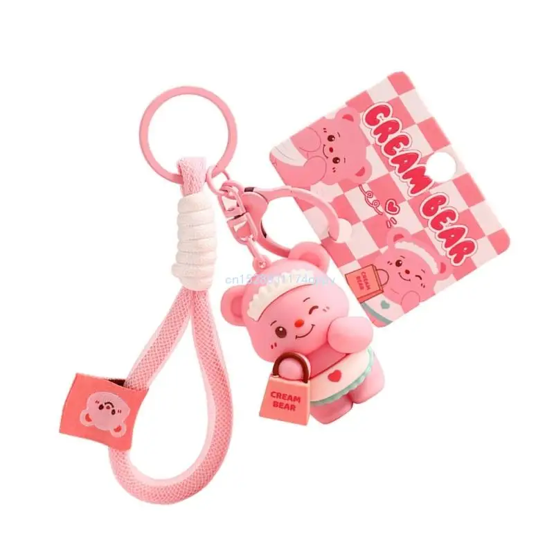 Simulation Bear Keychain for Toy Accessories Gift Carnival Prizes for Kids Backpack Children Gift Butter Theme Dropship