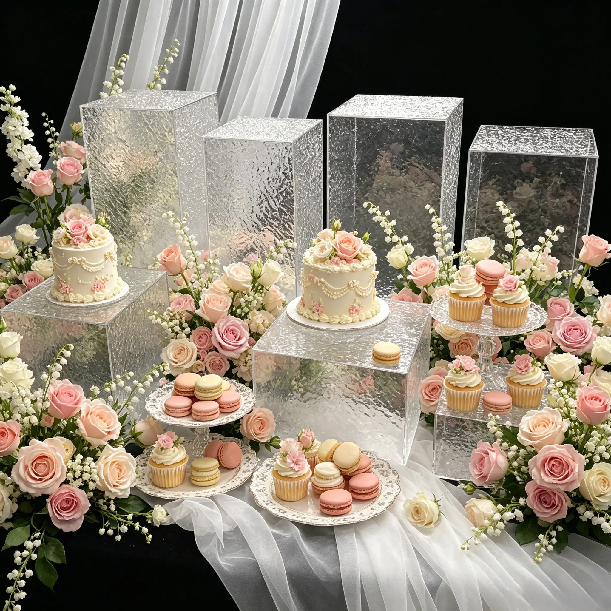 

Buffet Food Display Riser 20Pcs Clear Acrylic Luxury Dessert Cake Stand Wedding Birthday Party Sweets Flower Table Centerpiece D