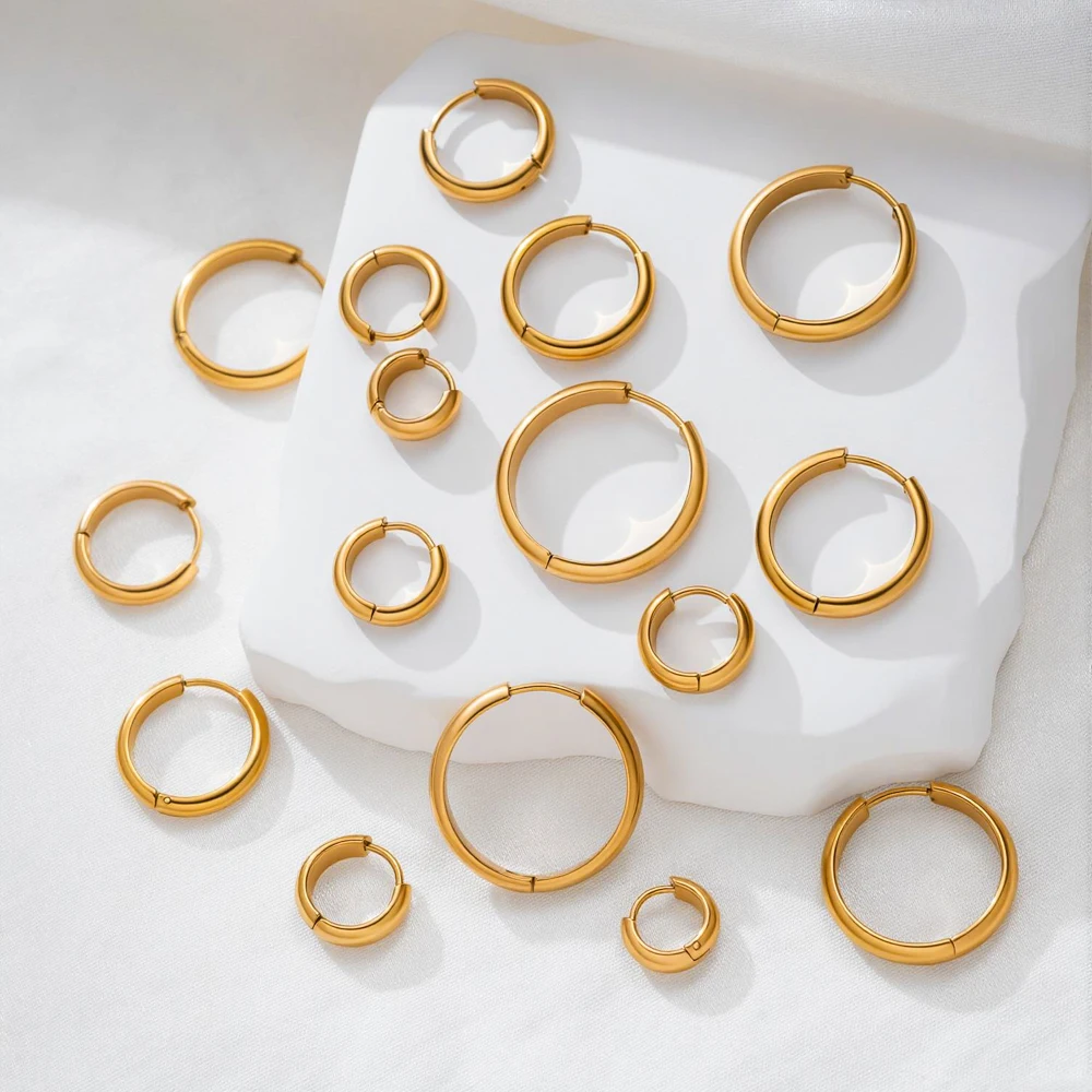 2 Paare/Lot Edelstahl Gold Einfache Kreisförmige Geometrische Creolen-Basis für Damen Schmuckherstellung Zubehör – Detail 2